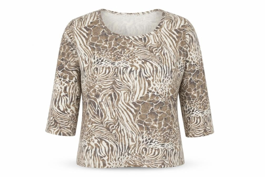 EWM Women's Brown Animal Print T-Shirt M