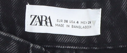 Zara Women's Black Cotton Cut-Off Shorts, Size 8
