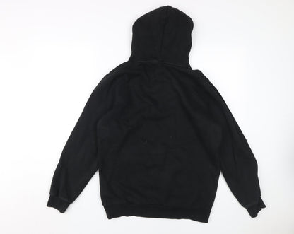 Back view of Puma Black Men's Hoodie, S, Pullover, Logo, Hooded