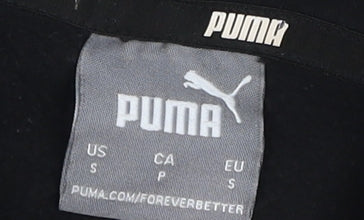 Close-up detail of Puma Black Men's Hoodie, S, Pullover, Logo, Hooded