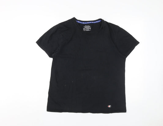 Champion Men's Black Cotton Short Sleeve T-Shirt M