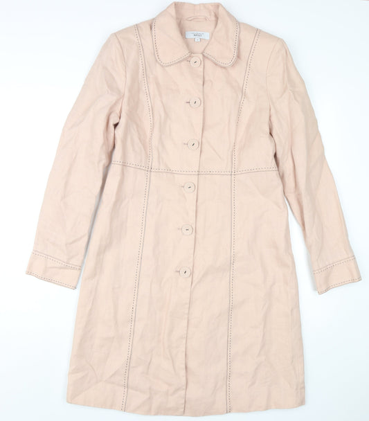 Beige Next Women's Overcoat Size 12 with Button Detail