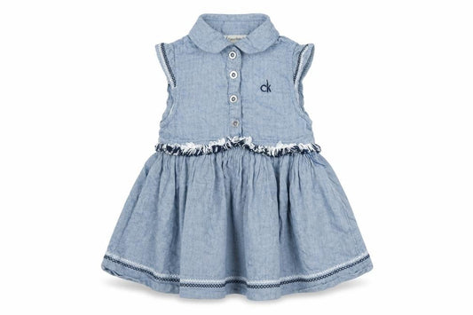 Calvin Klein Girls Blue Chambray Shirt Dress, 3-4 Years, Casual
