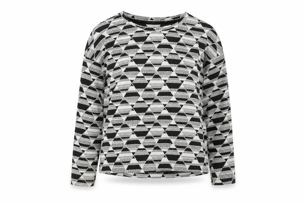 H&M Women's Black Geometric Long Sleeve Top Size 12