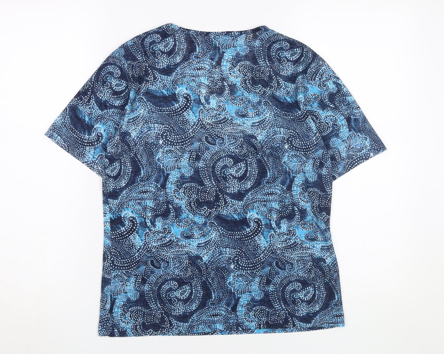Tigi Women's Blue Geometric V-Neck T-Shirt M