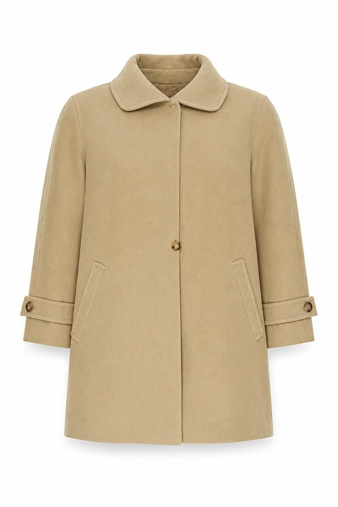 Hensel Beige Wool Angora Women's Mid-Length Overcoat