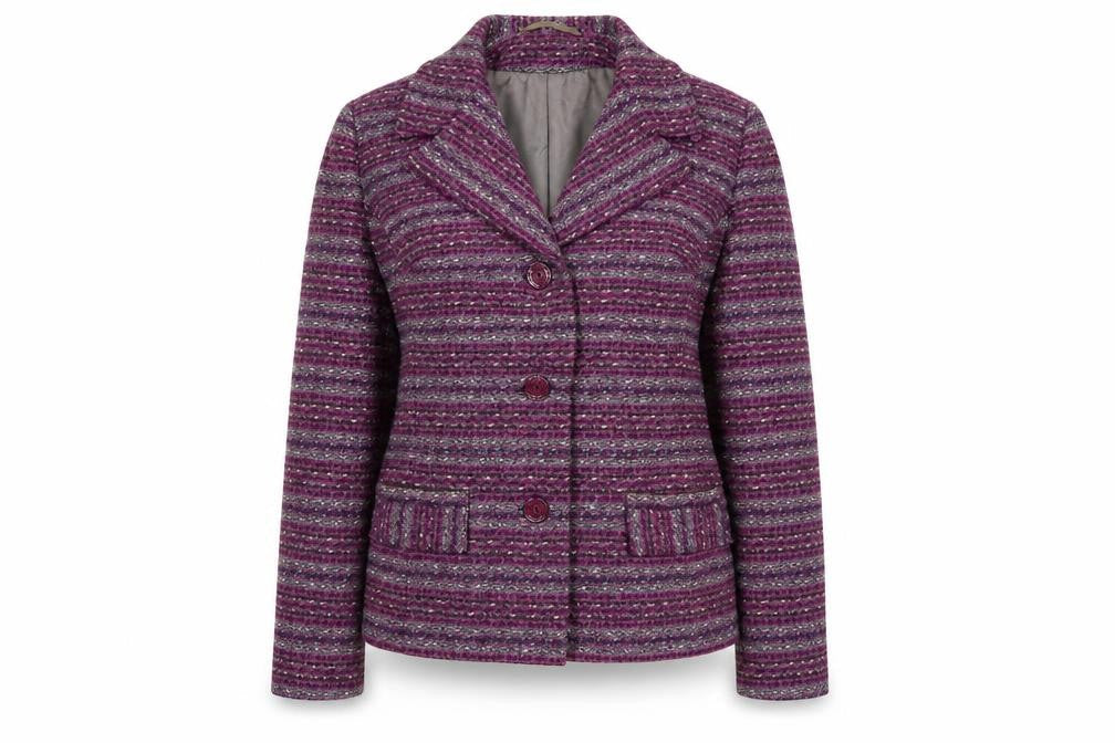 Rogant Women's Purple Tweed Suit Jacket, Lined, Size Regular