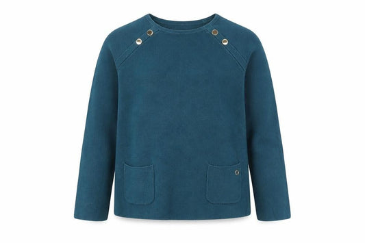 Front view of Massimo Dutti girls’ blue pullover blouse, age 9-10, classic
