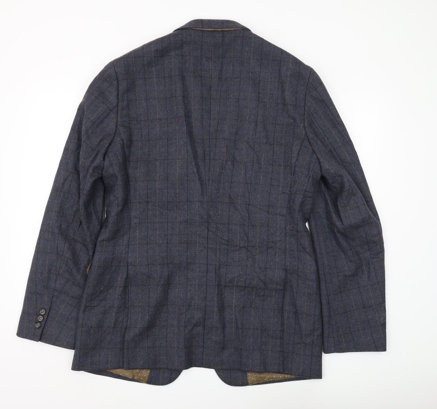 Moss 1851 Men's Blue Check Long Fit Blazer, Size 42L