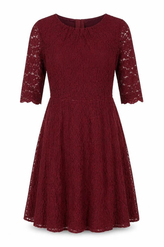 L.K. Bennett Women's Red Lace A-Line Dress, Size 12