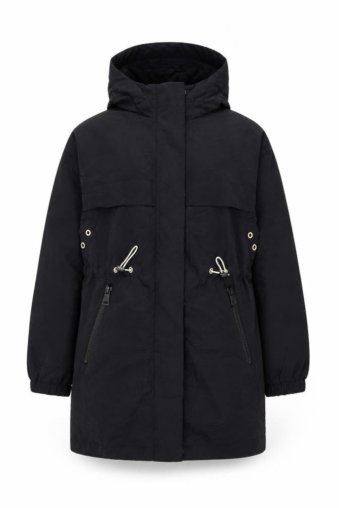 Zara Girls Black Parka Coat, 8Y, Hooded, Casual Mid-Length