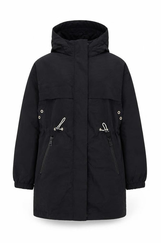 Zara Girls Black Parka Coat, 8Y, Hooded, Casual Mid-Length