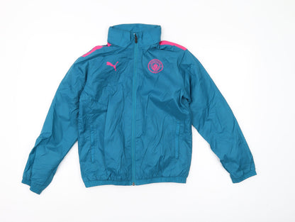 Additional front view of Puma boys’ blue track jacket m - lightweight full zip