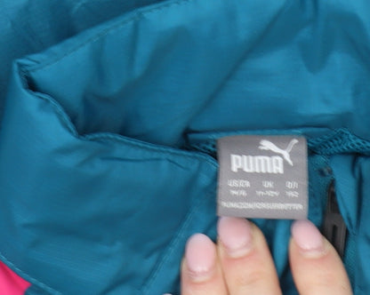Brand and care label for Puma boys’ blue track jacket m - lightweight full zip