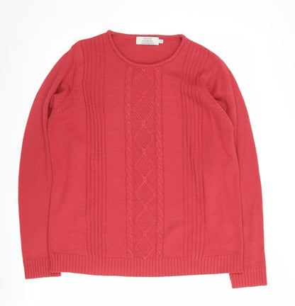 Additional front view of Honor Millburn Women's Red Cable-Knit Jumper M