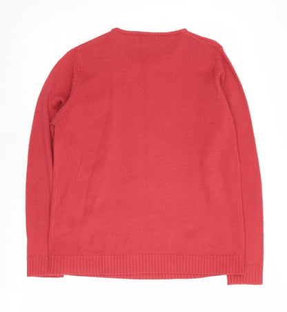 Back view of Honor Millburn Women's Red Cable-Knit Jumper M