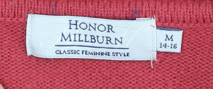 Close-up detail of Honor Millburn Women's Red Cable-Knit Jumper M