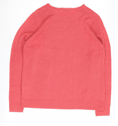 Back view of Honor Millburn Women's Pink Cable-Knit Pullover M