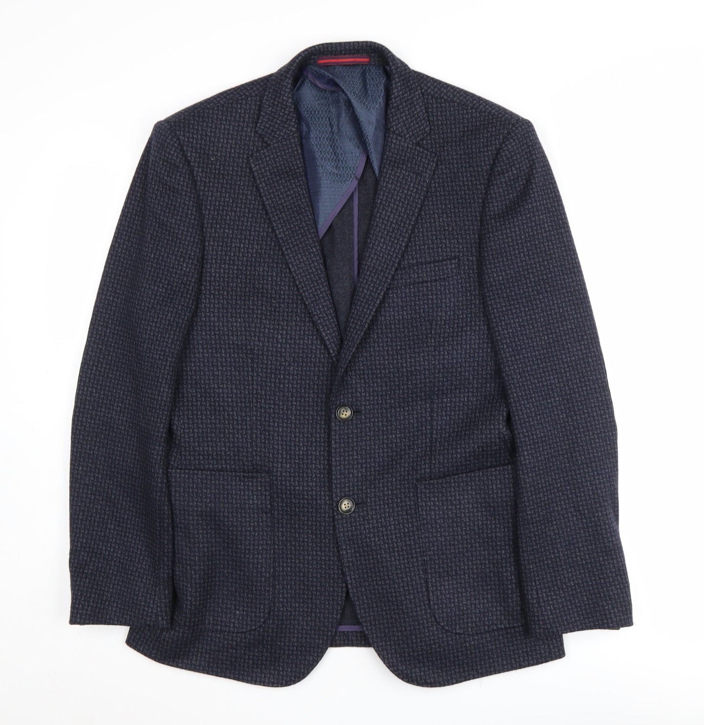 Penguin Men's Blue Blazer, 38, Geometric Pattern, Regular Fit