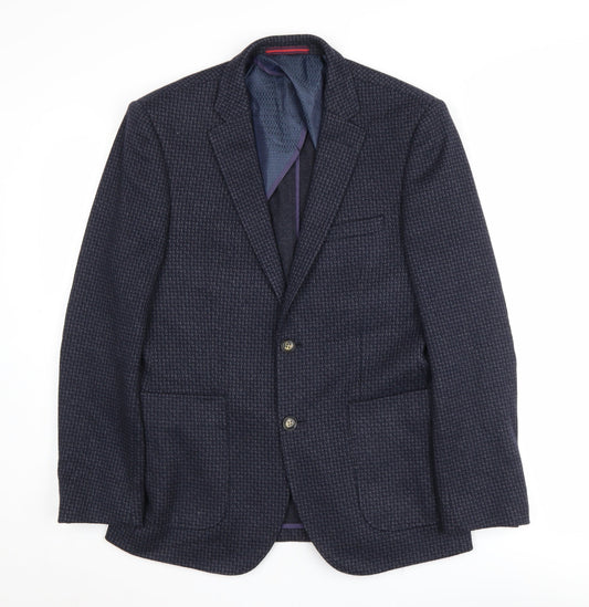 Penguin Men's Blue Blazer, 38, Geometric Pattern, Regular Fit