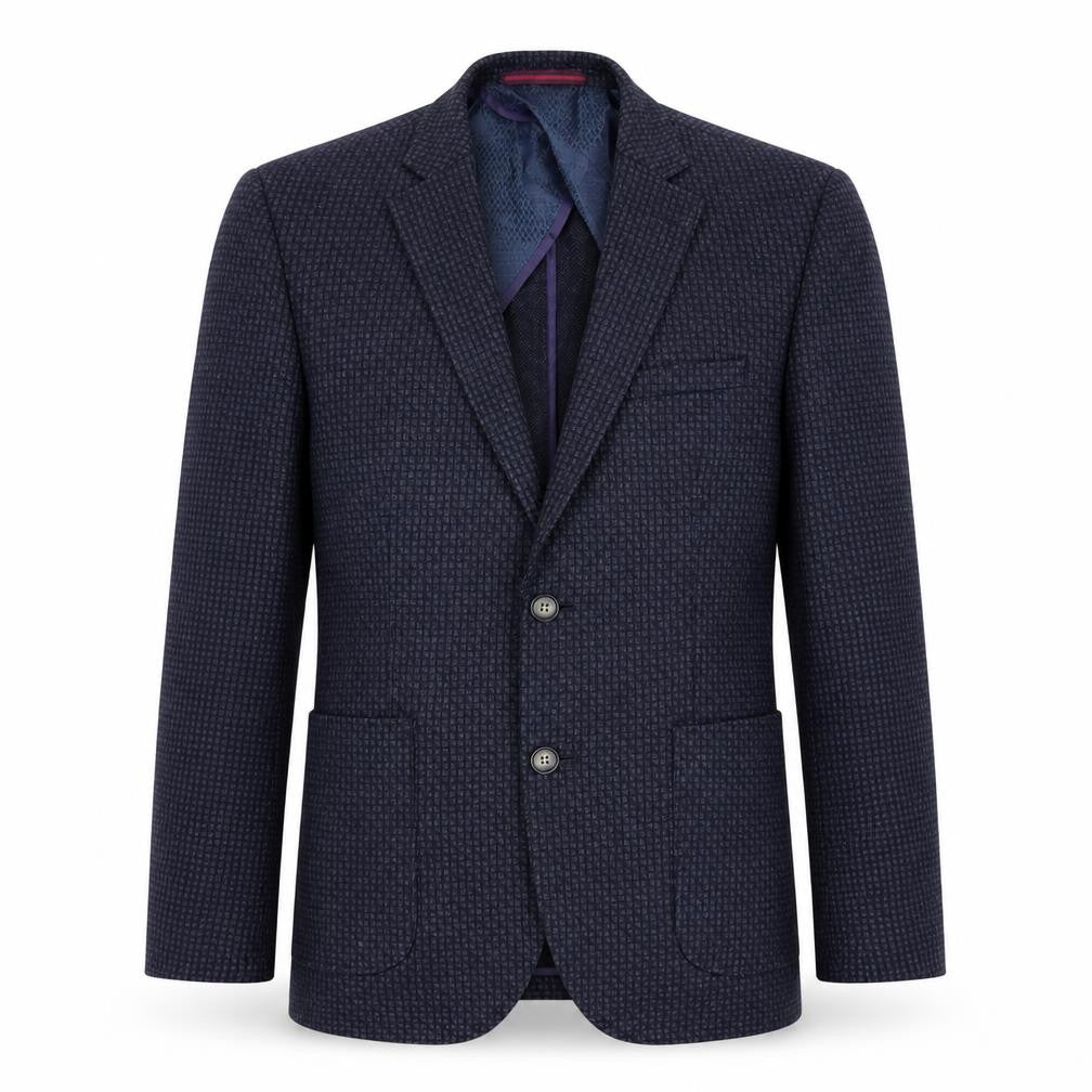 Penguin Men's Blue Blazer, 38, Geometric Pattern, Regular Fit