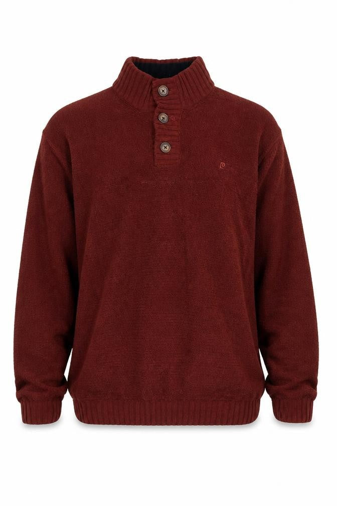 Pierre Cardin Men's Red Henley Jumper, M, Polyester