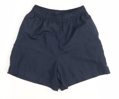 Additional front view of Asics boys’ blue athletic shorts 2-3 years elastic waist mesh