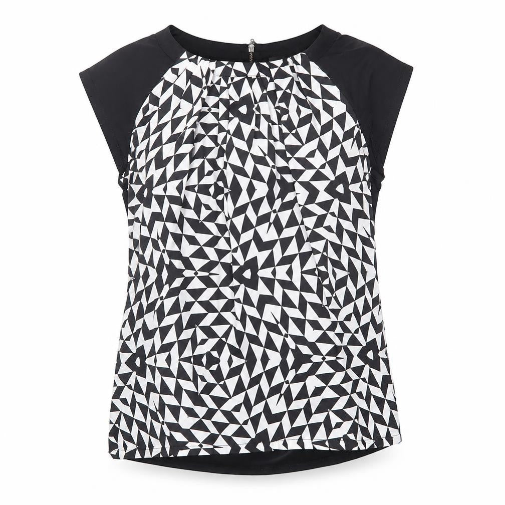 Jasper Conran Women's Black Geometric Tunic Blouse, Size 8