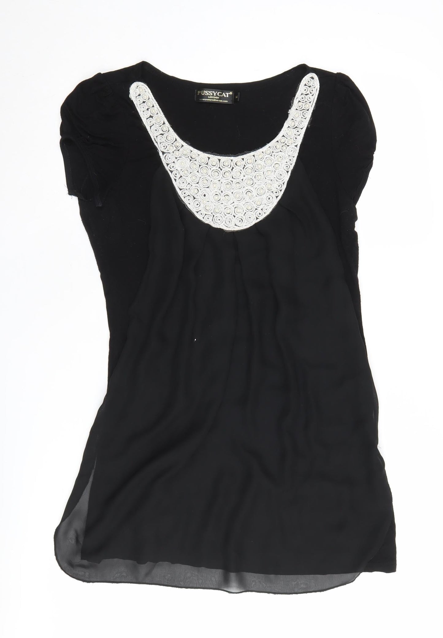 Pussycat London Black Embroidered Women's M Blouse