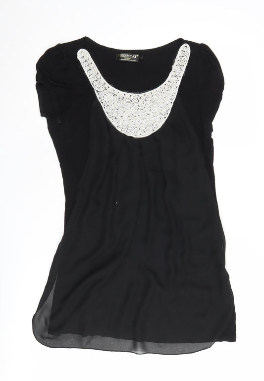 Pussycat London Black Embroidered Women's M Blouse