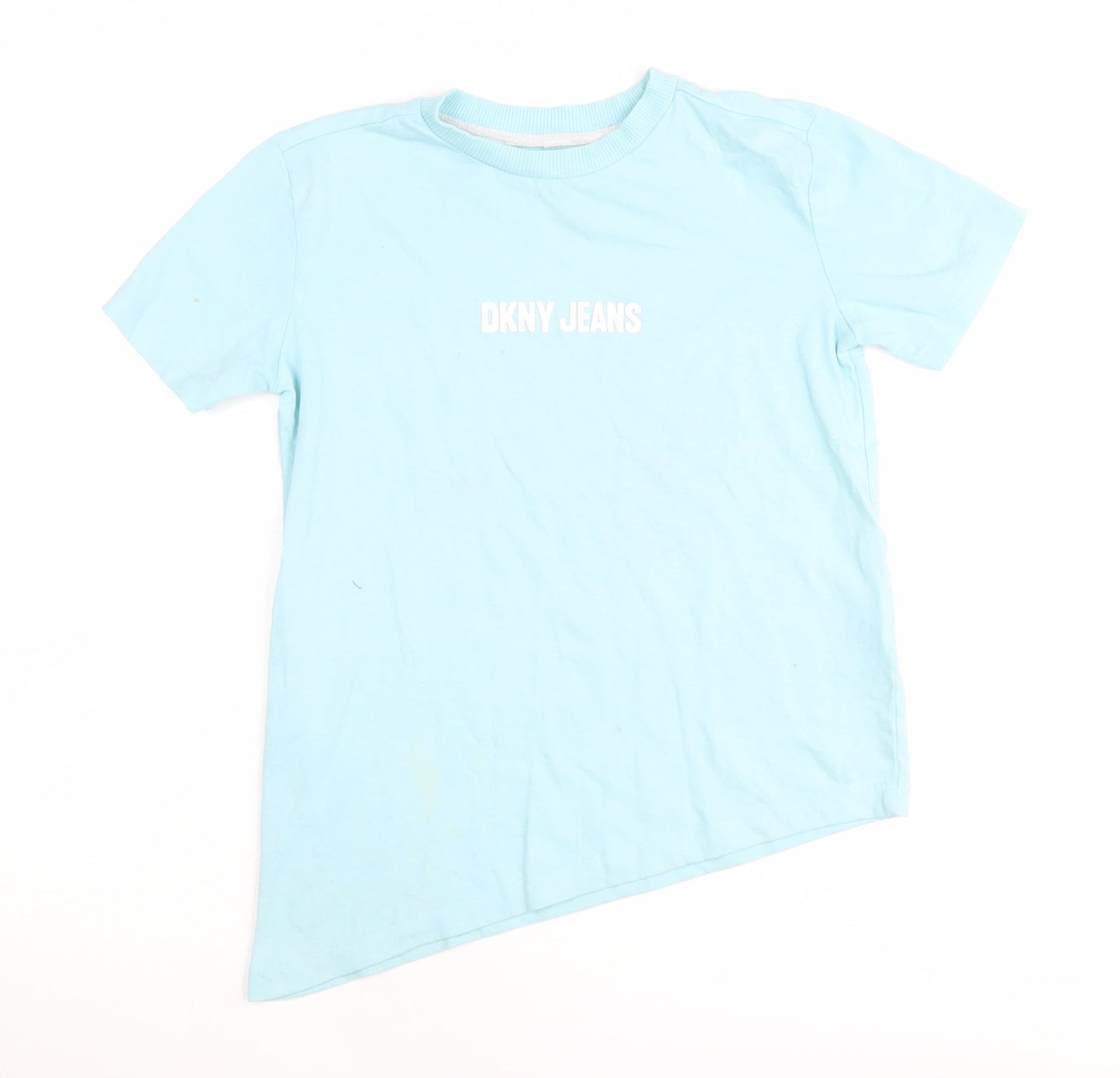 DKNY Girls Blue Basic T-Shirt, Size S, Logo Accent