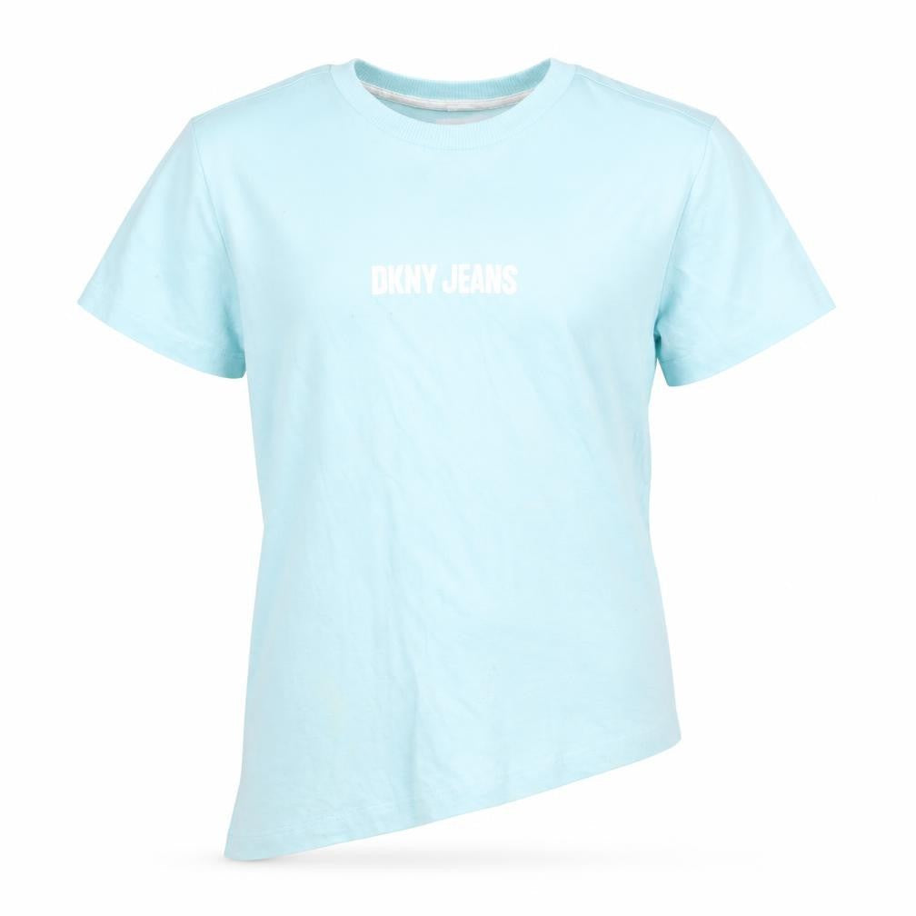 DKNY Girls Blue Basic T-Shirt, Size S, Logo Accent