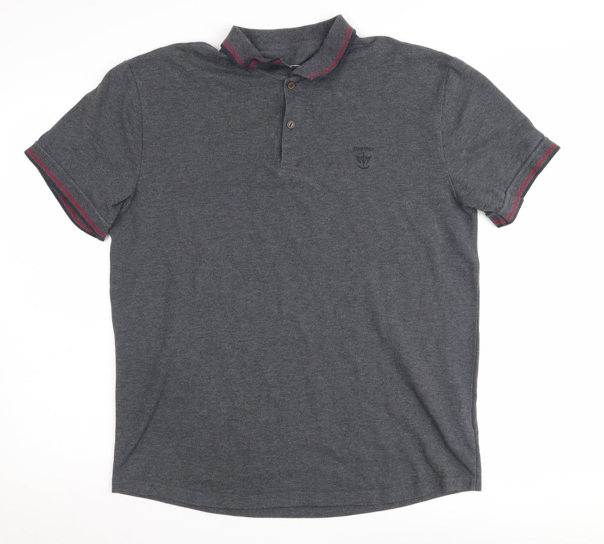 Firetrap Men's XL Grey Polo Shirt with Logo