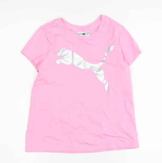 PUMA Girls Pink T-Shirt, 7-8 Years, Short Sleeve, Activewear