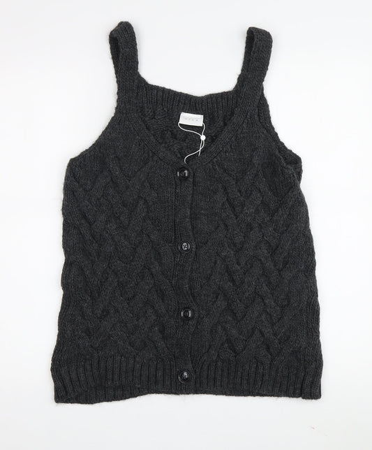 Vila Women's Black Cable-Knit Vest Jumper Size L