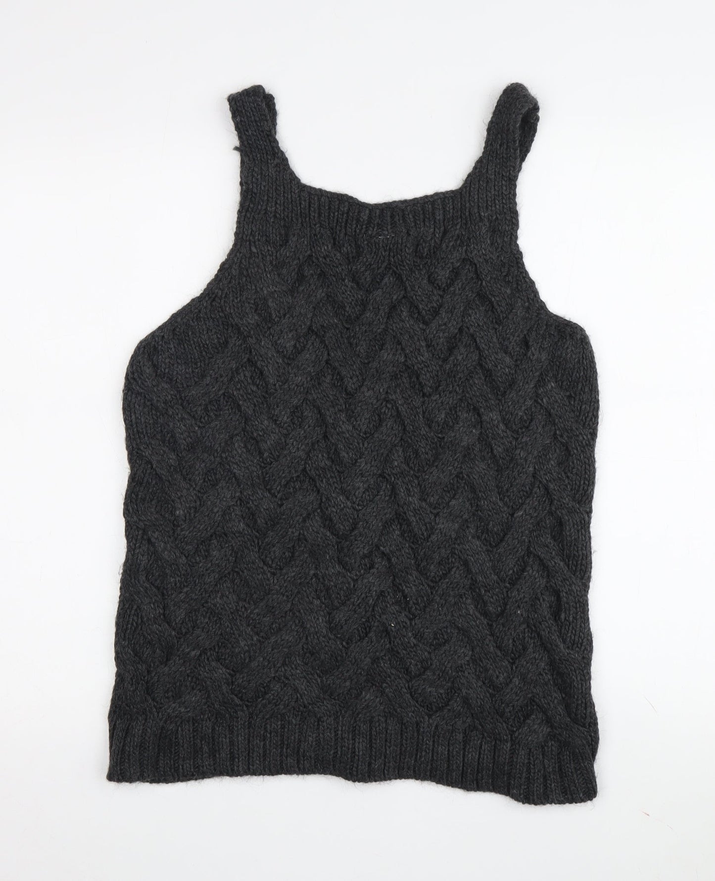 Vila Women's Black Cable-Knit Vest Jumper Size L
