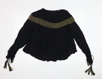 Back view of ASOS Women's Black Tunic Blouse, size 12, - Tasselled & Elegant