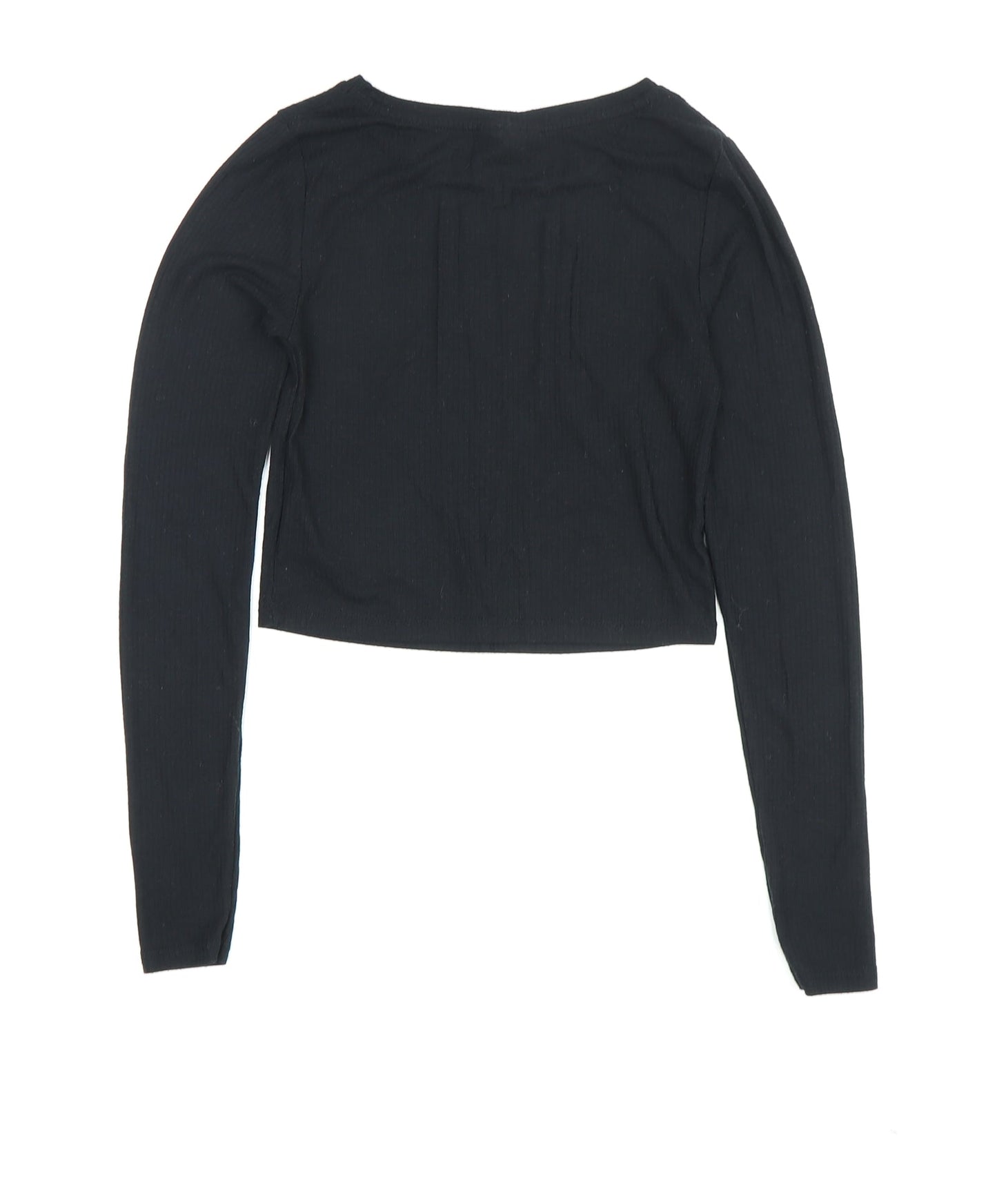 Topshop Women's Black Cropped Long Sleeve Top - Size 6