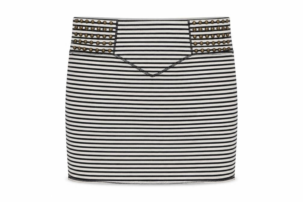 River Island Striped Short Skirt, Black & White, Size 8