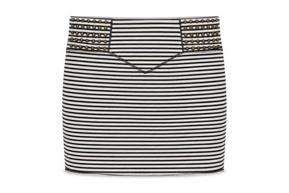 Front view of River Island Striped Short Skirt, Black & White, size 8