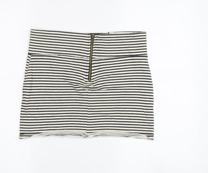 Back view of River Island Striped Short Skirt, Black & White, size 8