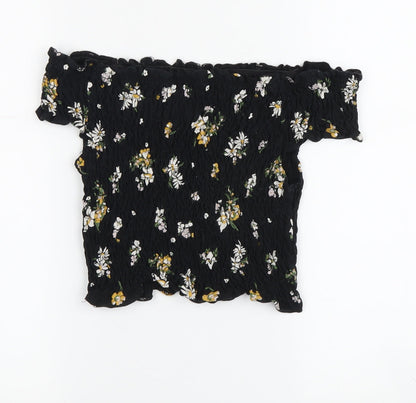 Back view of Miss Selfridge Women's Black Floral Tunic Blouse, size 8