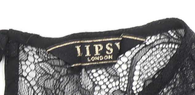 Lipsy Women's Black Camisole Blouse - Size 8, Lace Detail