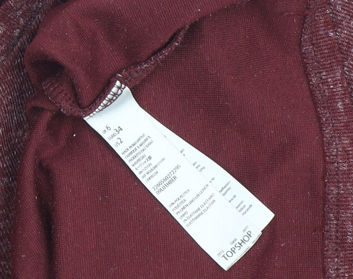 Topshop Women's Red Crew Neck T-Shirt Size 6