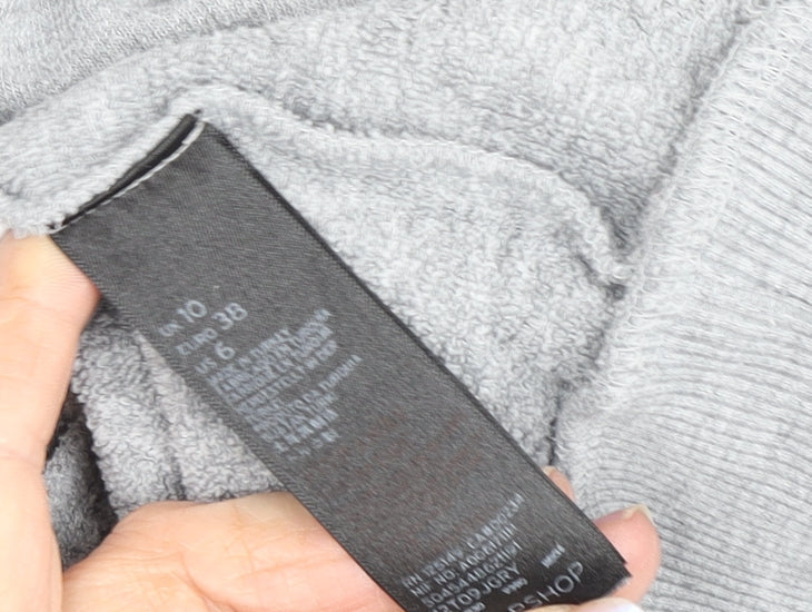 Topshop Women's Grey Logo Pullover Sweatshirt Size 10