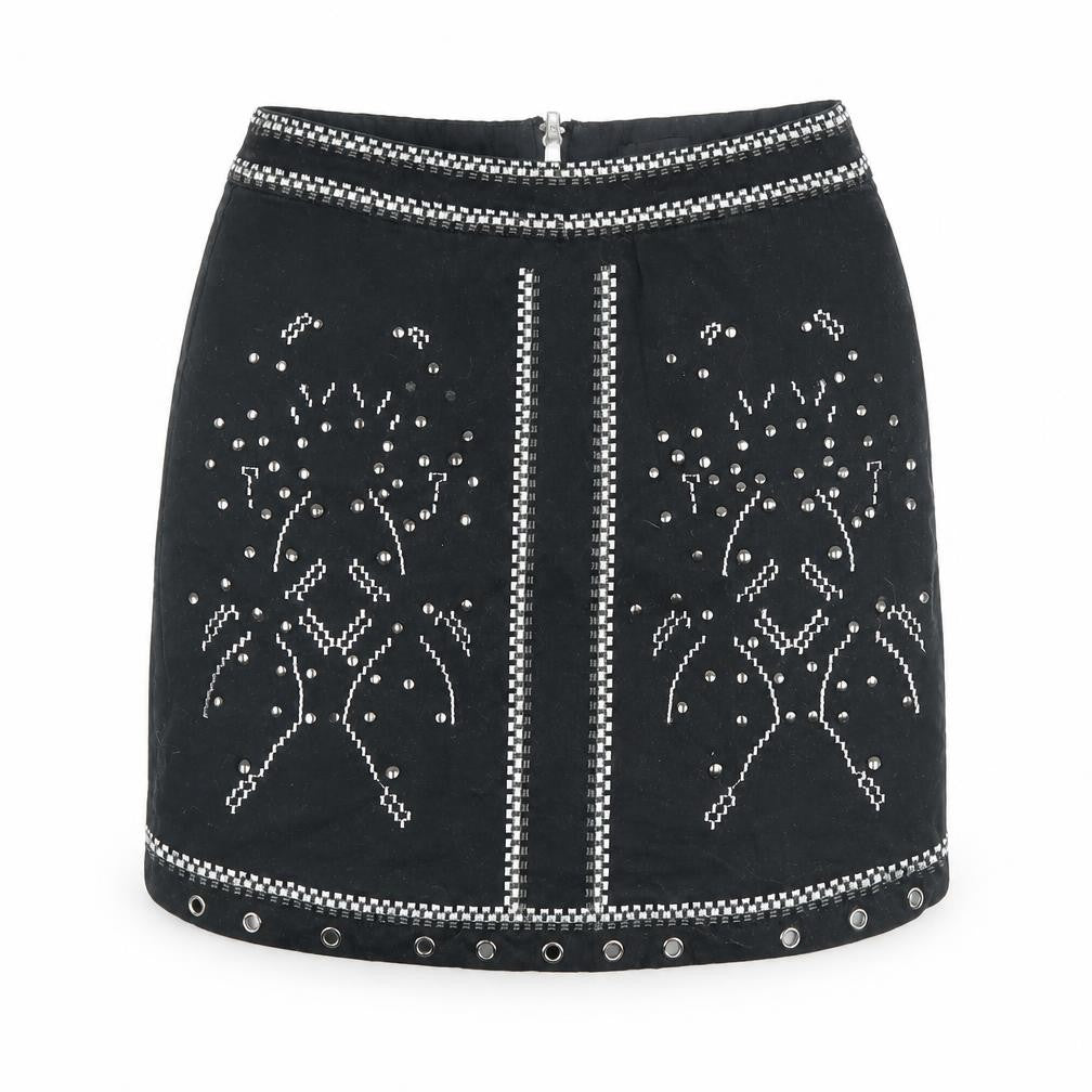 River Island Women's Black Beaded Short Skirt Size 6