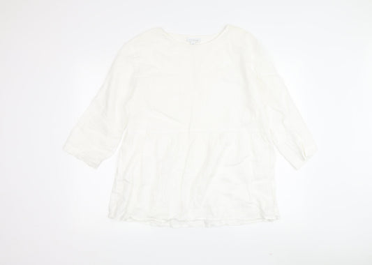 pure jill Women's White Linen Tunic Blouse XS