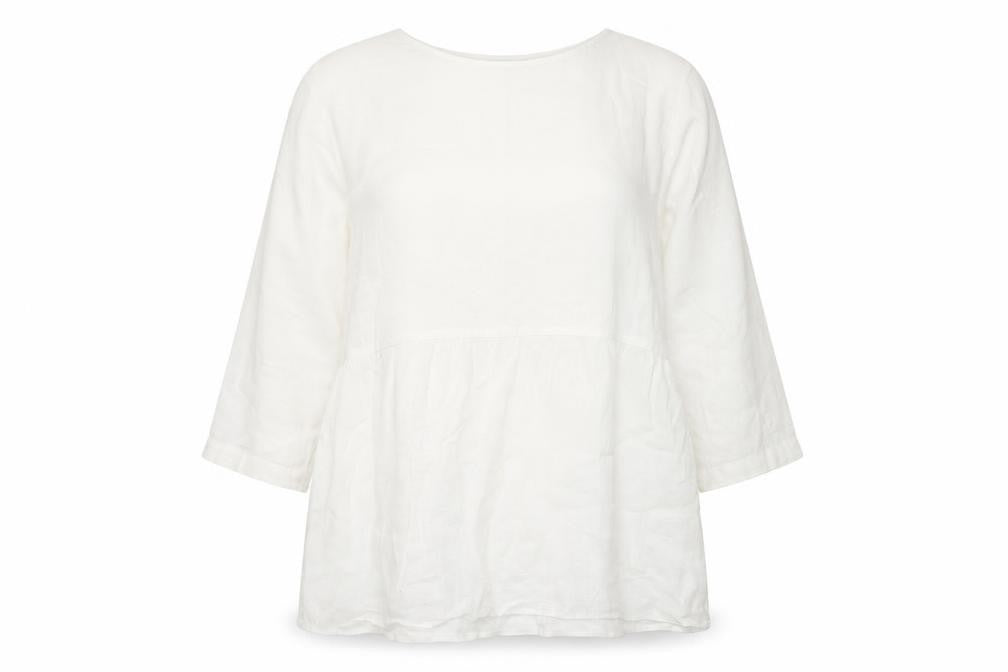pure jill Women's White Linen Tunic Blouse XS