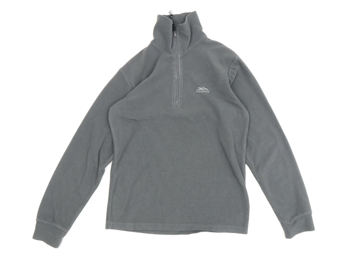 Additional front view of Trespass Grey boys’ 1/4 zip fleece sweatshirt, 9-10 years