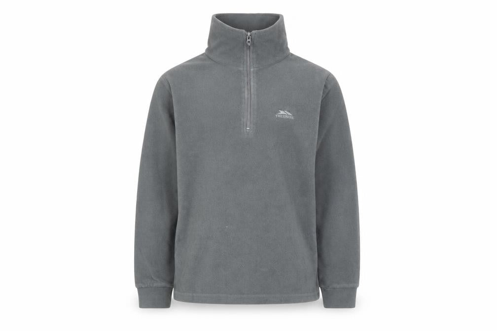 Front view of Trespass Grey boys’ 1/4 zip fleece sweatshirt, 9-10 years